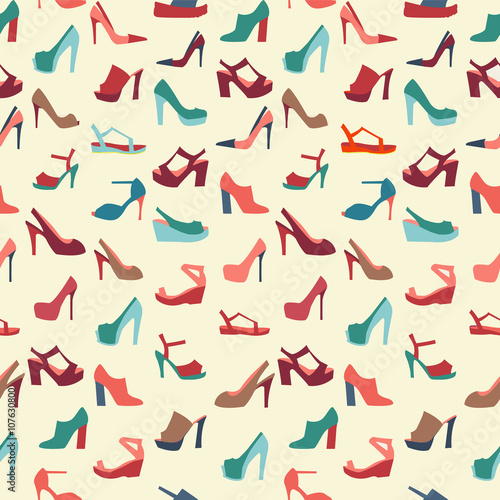 female shoes, fashion background.