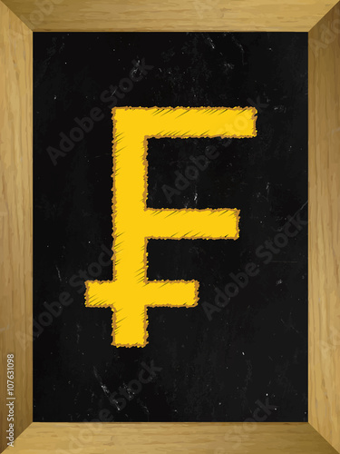 Swiss Franc Currency Sign on a Chalkboard