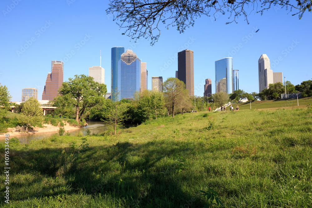 Fototapeta premium View of downtown Houston city, Texas in a beautiful sunny day