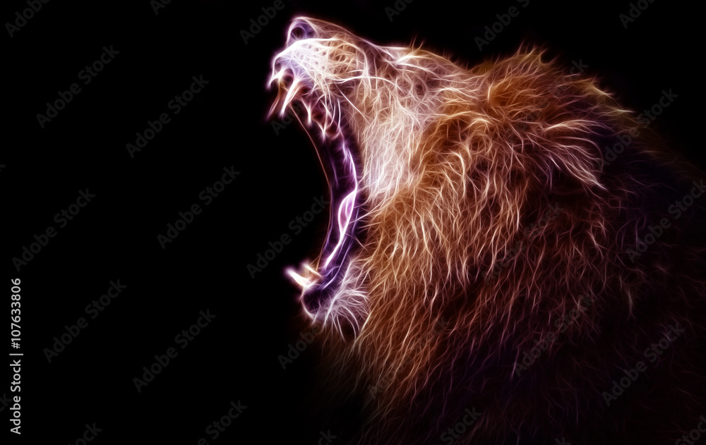 Obraz premium Fraktalna cyfrowa sztuka lwa