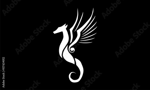 flying horse decoration vector