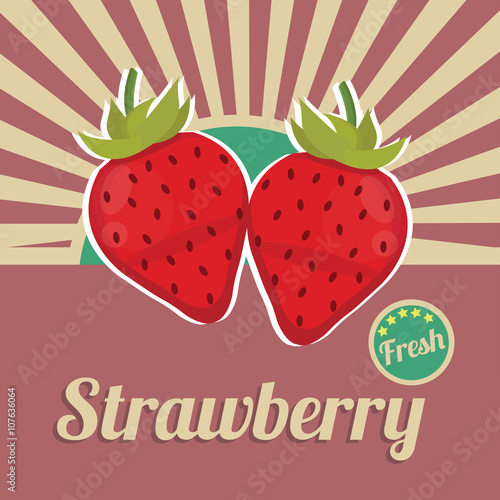 Strawberry Poster with Retro Style. Isolated Vector. Illustration
