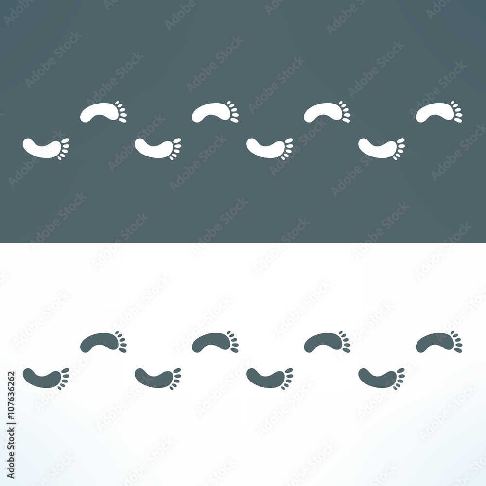 Obraz premium Man footsteps path. Footprint trail simple background