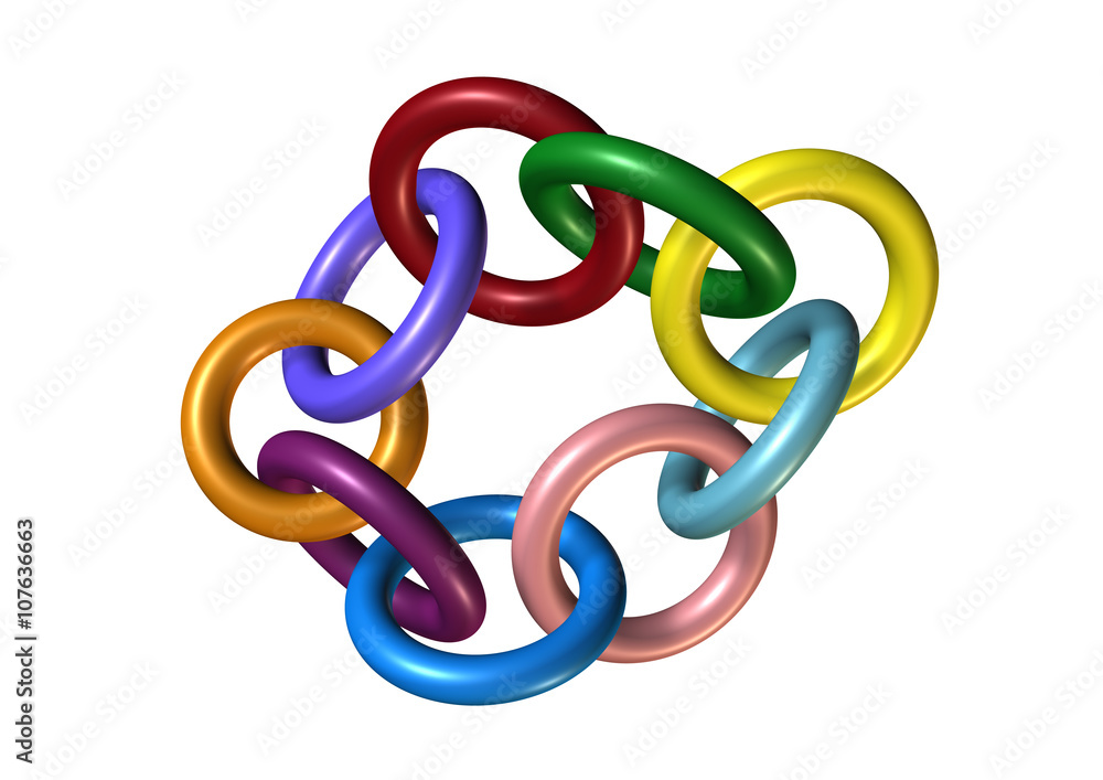 Obraz premium 連結されたリング 結束力のイメージ