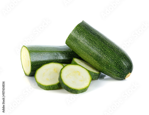 zucchini with slices isolated on white background
