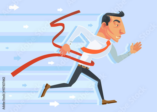 Businessman winner. Vector flat cartoon illustration