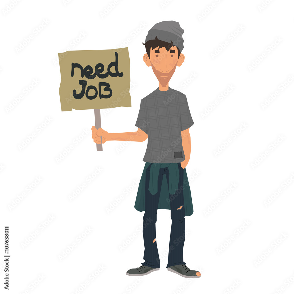 homeless people in need of help and work. Unemployed men holding cardboard paper with Need a Job message. Job seeking, unemployment and homeless issues. homeless people in need of help and work. Unemployed men holding cardboard paper with Need a Job message. Job seeking, unemployment and homeless issues.