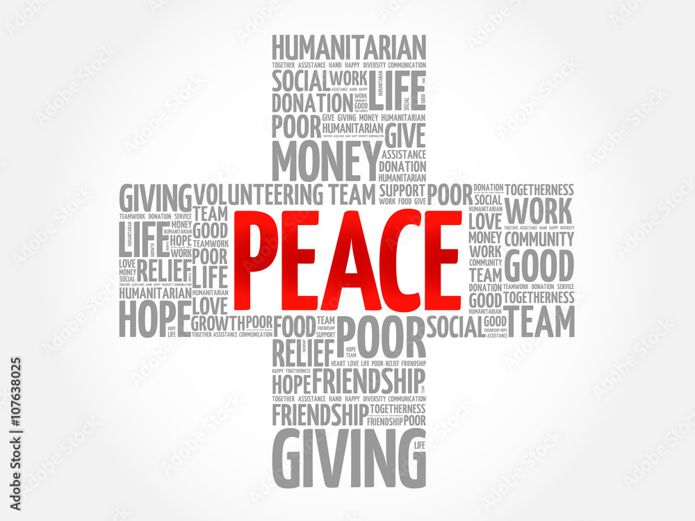 Fototapeta premium Peace word cloud collage, cross concept