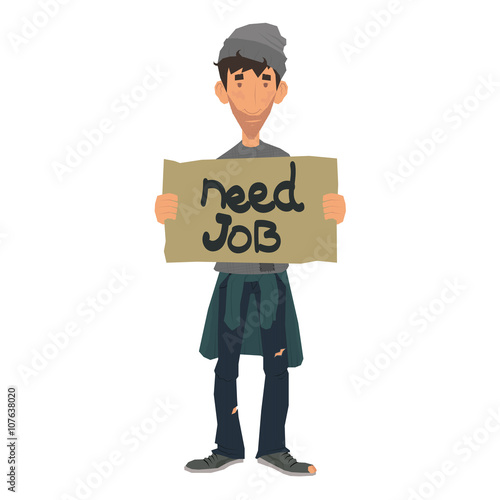 homeless. dirty, disheveled homeless in dirty clothes asking for help. vector