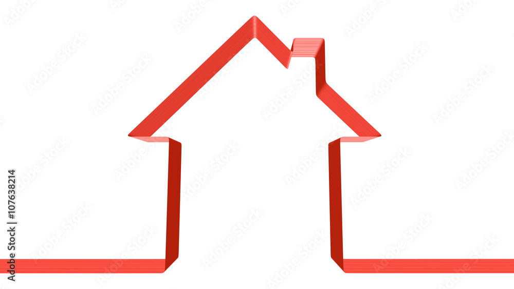 Red ribbon in the shape of house Red ribbon in the shape of house