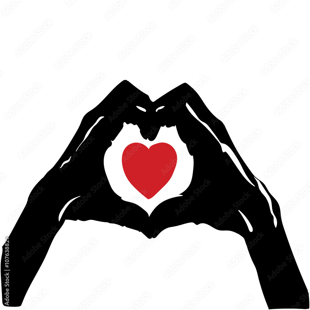 Obraz premium Ладони человека сложенные в форме сердца на белом фоне.