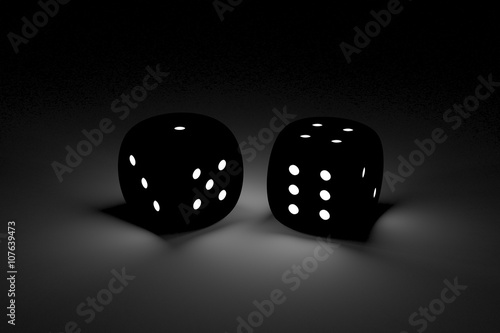 Murais de parede Dice in the form of neon 3D illustration