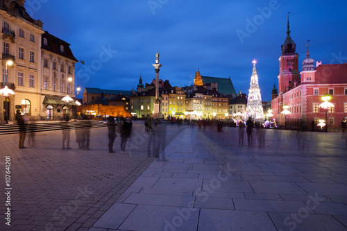 Old Town of Warsaw Skyline by Night