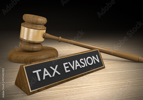 Fotografie Tax evasion through illegal schemes and breaking laws, 3D rendering