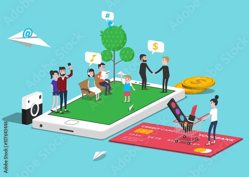 How people use mobile, smart phone. Infographic elements. Isometric. Vector illustration.