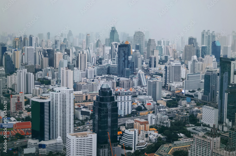 Bangkok view, Above view from Baiyoke Tower II tallest building in the city and tallest hotel in Southeast Asia  ,Thailand