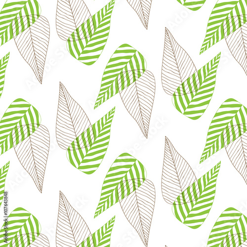 Fototapeta Naklejka Na Ścianę i Meble -  Leaf pattern. Wallpaper design. Print texture. Fabric design. Vector illustration.