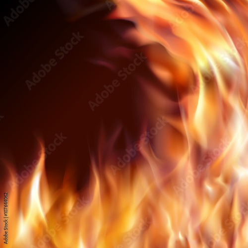 Burning fire frame. Vector Fiery Background