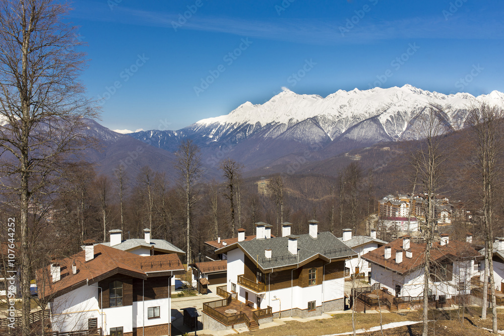 Mountain ski resort Rosa Khutor with cottages
