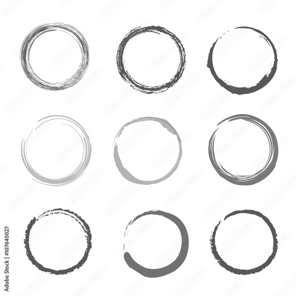 Brush stroke circles vector illustration set with Ink Brush stroke circles vector illustration set with Ink