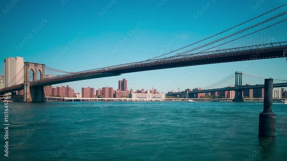 sunny day brooklyn bridge panorama 4k time lapse from new york usa sunny day brooklyn bridge panorama 4k time lapse from new york usa
