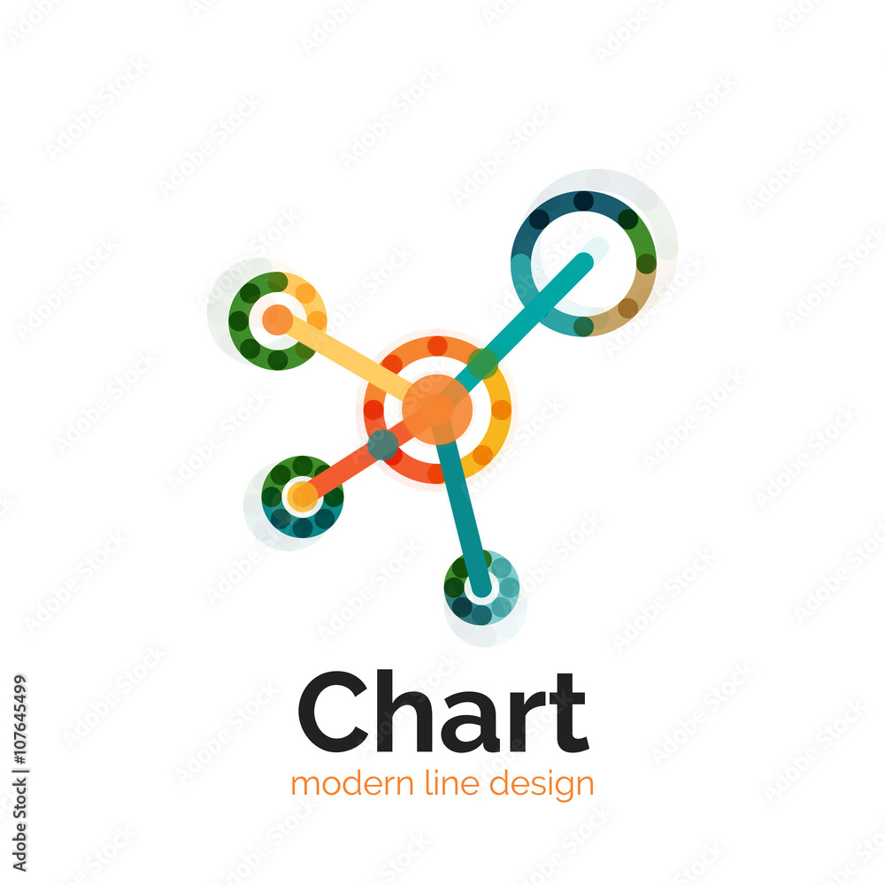 Thin line chart logo design. Graph icon modern colorful flat style Thin line chart logo design. Graph icon modern colorful flat style