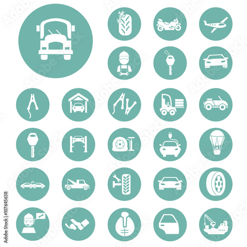 Set of twenty seven transport and car service icons