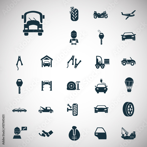Fototapeta Naklejka Na Ścianę i Meble -  Set of twenty seven transport and car service icons