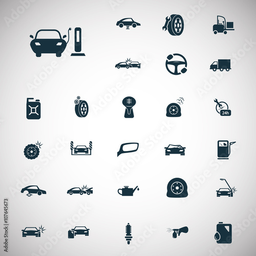 Set of twenty seven transport and car service icons