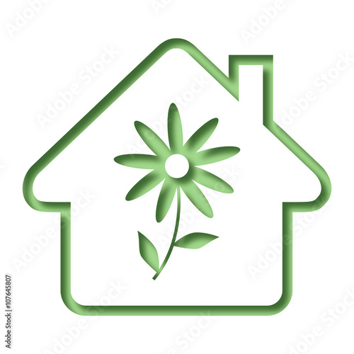 Logo maison et fleur.