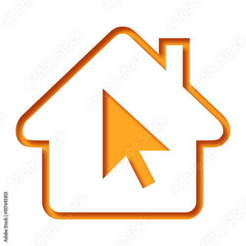 Logo maison et flèche.