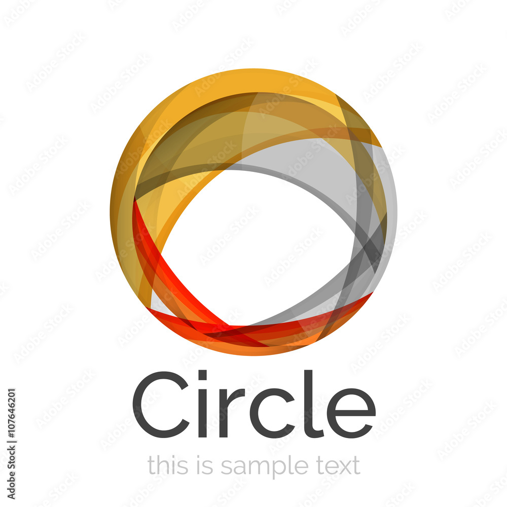 Circle logo. Transparent overlapping swirl shapes. Modern clean business icon Circle logo. Transparent overlapping swirl shapes. Modern clean business icon
