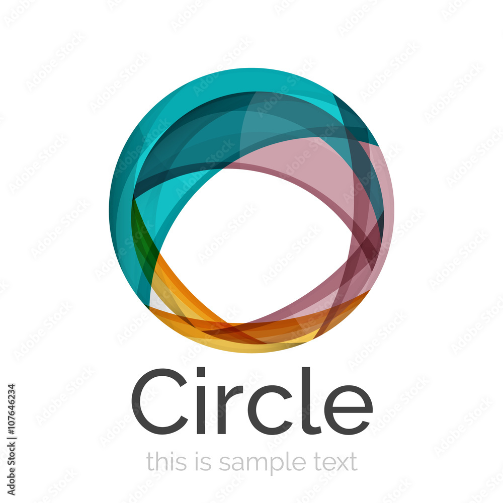 Circle logo. Transparent overlapping swirl shapes. Modern clean business icon Circle logo. Transparent overlapping swirl shapes. Modern clean business icon
