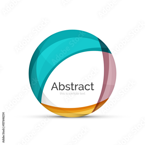 Circle logo. Transparent overlapping swirl shapes. Modern clean business icon