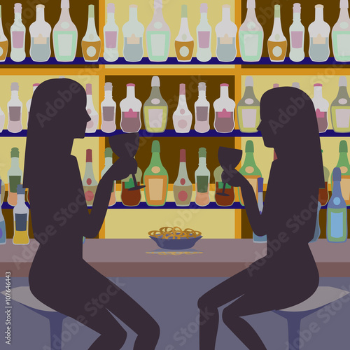 people at bar counter illustration