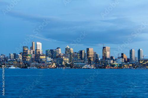 Seattle City Skyline Blue Hour © David Gn