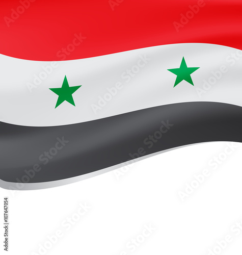 Waving flag of Syria isolated on white