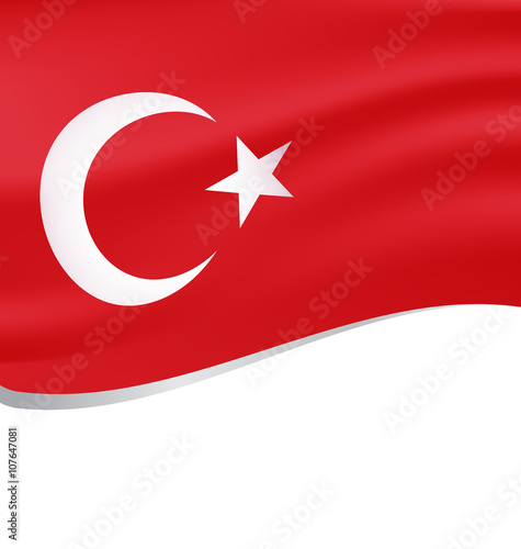 Waving flag of turkey isolated on white