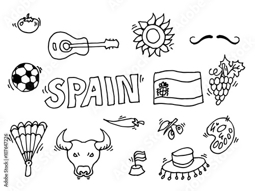 Love Spain, doodles symbols of Spain.