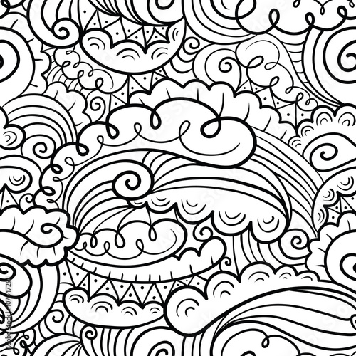 Vector hand-drawn abstract seamless pattern