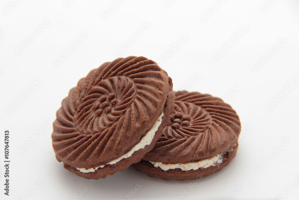 Chocolate chip cookie on white Chocolate chip cookie on white