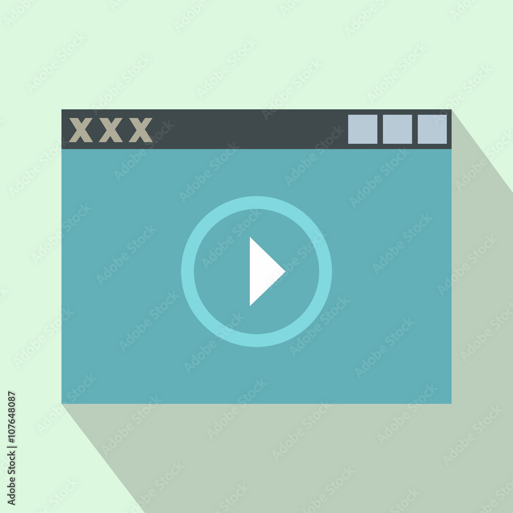 Video player, XXX adult icon, flat style Video player, XXX adult icon, flat style