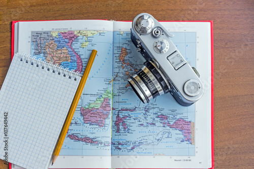 Canvas Print photo tour and book, travel, tour, tourism concept