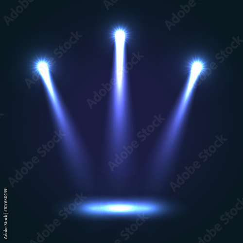 Vector Background With Three Bright Spotlights