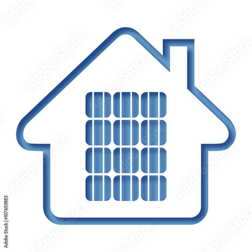 Logo maison et panneaux solaires.