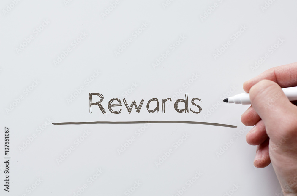 Fototapeta premium Rewards written on whiteboard