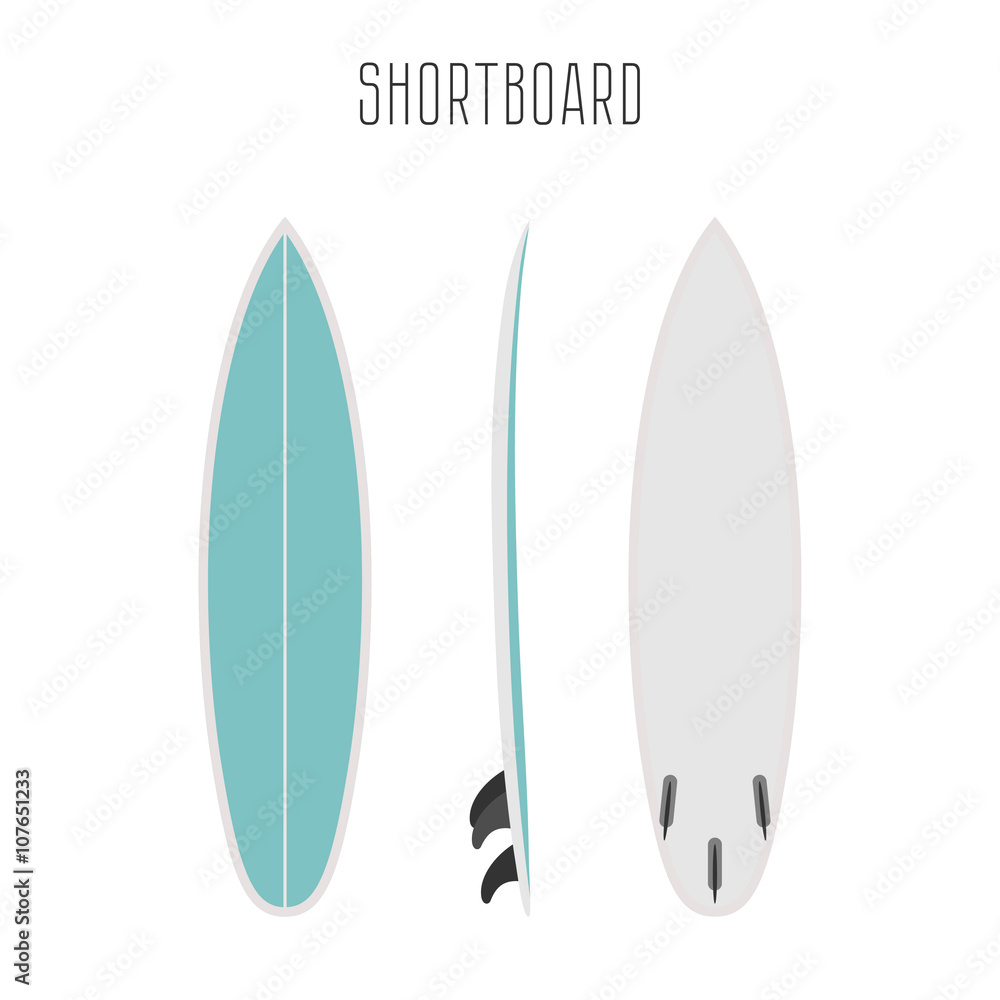 Vector surf short board with three sides Vector surf short board with three sides