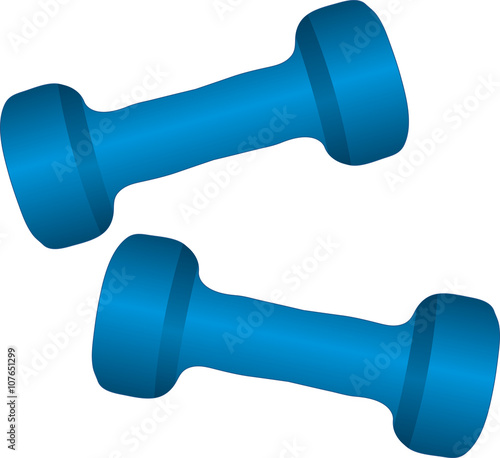 Blue dumbbells. Vector image.