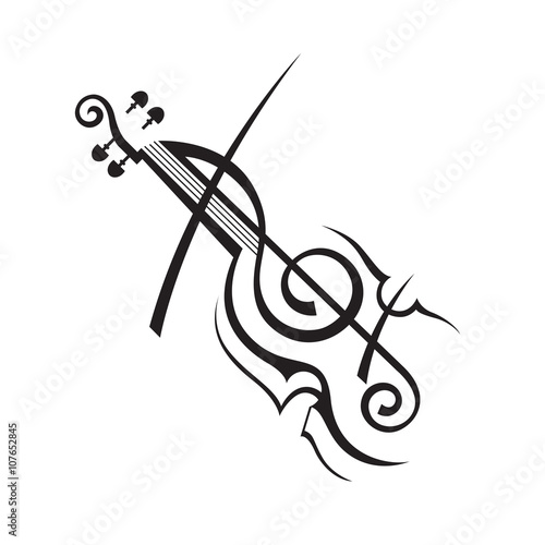 abstract monochrome illustration of violin