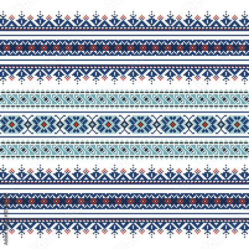 Set of Ethnic ornament pattern in blue colors